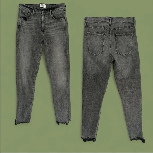 Agolde Jeans Sz 30 Sophie Amplify Chewed Hem Women Gray Denim HR Skinny Fit - Picture 1 of 16